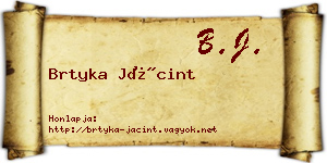 Brtyka Jácint névjegykártya